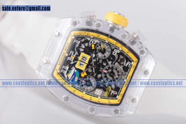 Richard Mille RM 011 Felipe Massa Flyback Watch Sapphire Crystal 1:1 Replica Yellow Inner Bezel